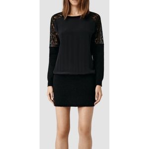 All Saints Taya Wool Lace Dress Black Small